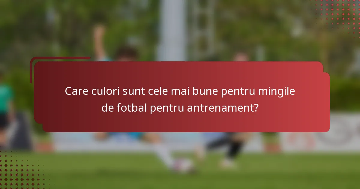 Care culori sunt cele mai bune pentru mingile de fotbal pentru antrenament?