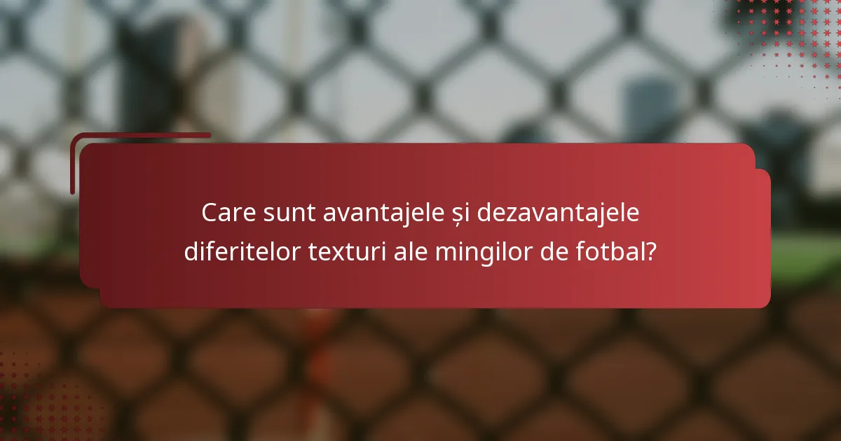 Care sunt avantajele și dezavantajele diferitelor texturi ale mingilor de fotbal?