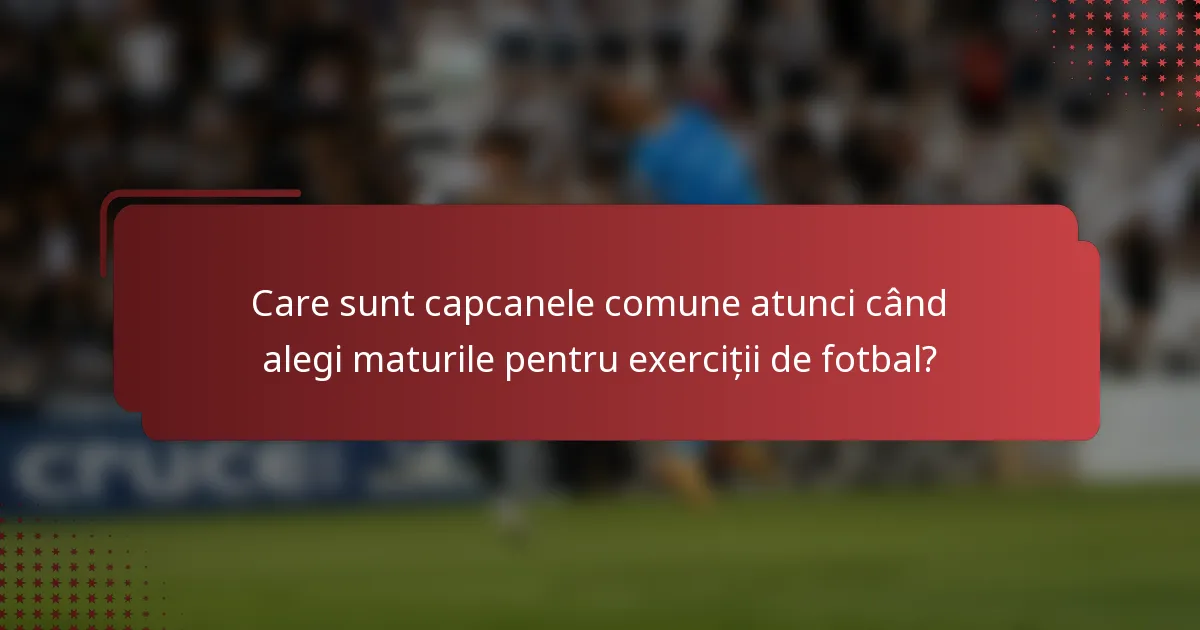 Care sunt capcanele comune atunci când alegi maturile pentru exerciții de fotbal?