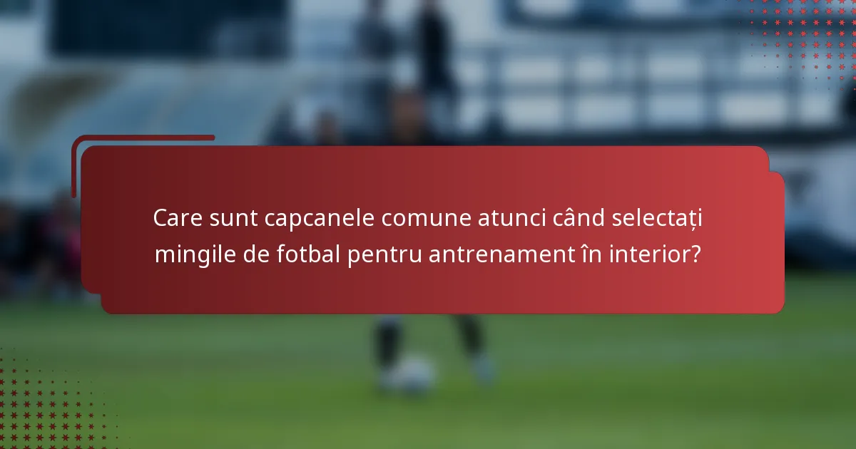 Care sunt capcanele comune atunci când selectați mingile de fotbal pentru antrenament în interior?