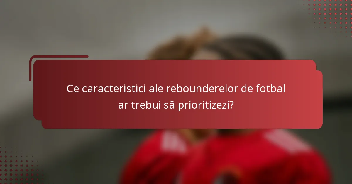 Ce caracteristici ale rebounderelor de fotbal ar trebui să prioritizezi?