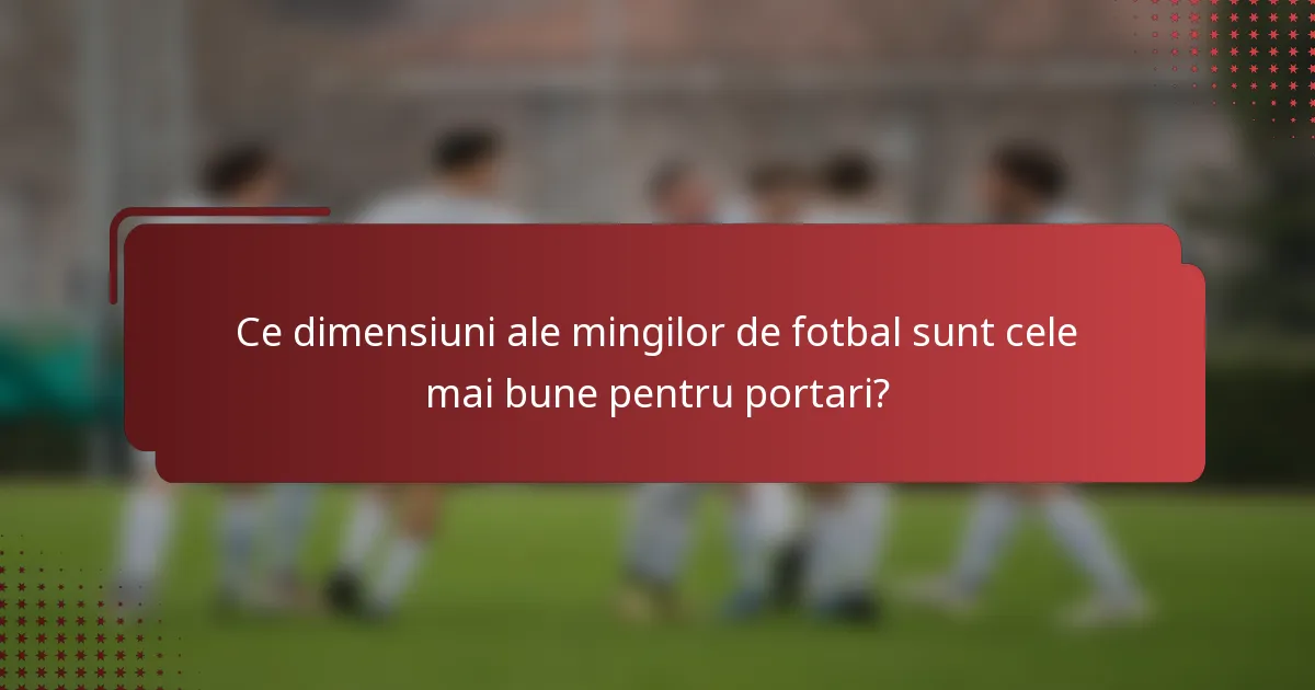 Ce dimensiuni ale mingilor de fotbal sunt cele mai bune pentru portari?