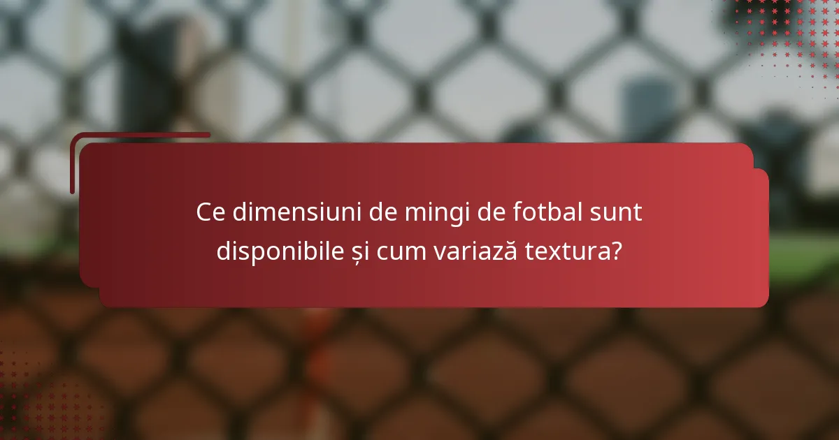 Ce dimensiuni de mingi de fotbal sunt disponibile și cum variază textura?