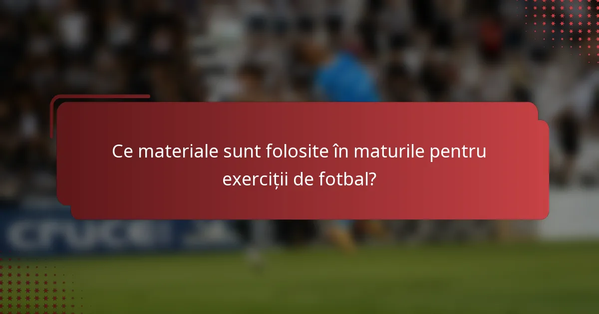 Ce materiale sunt folosite în maturile pentru exerciții de fotbal?