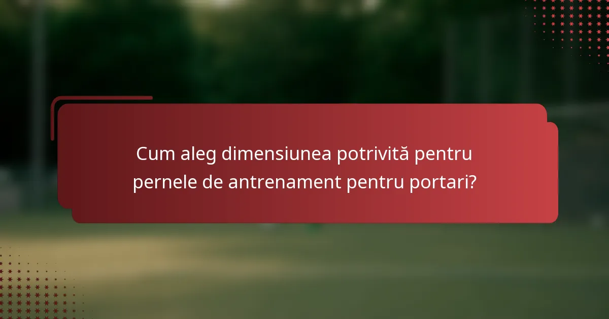 Cum aleg dimensiunea potrivită pentru pernele de antrenament pentru portari?