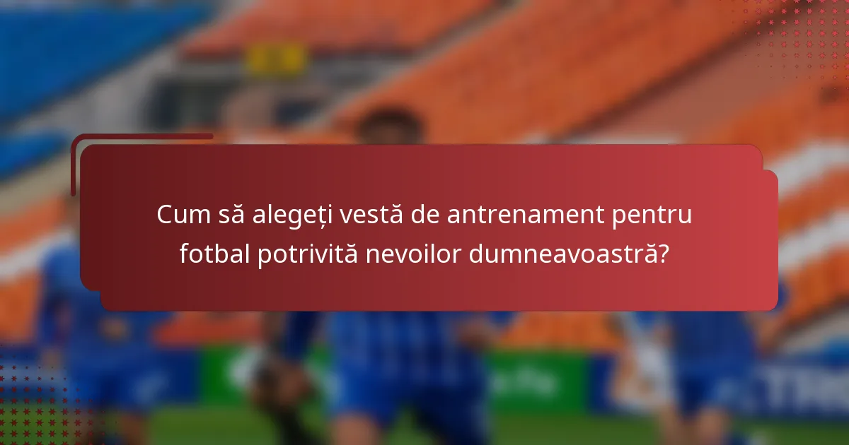 Cum să alegeți vestă de antrenament pentru fotbal potrivită nevoilor dumneavoastră?