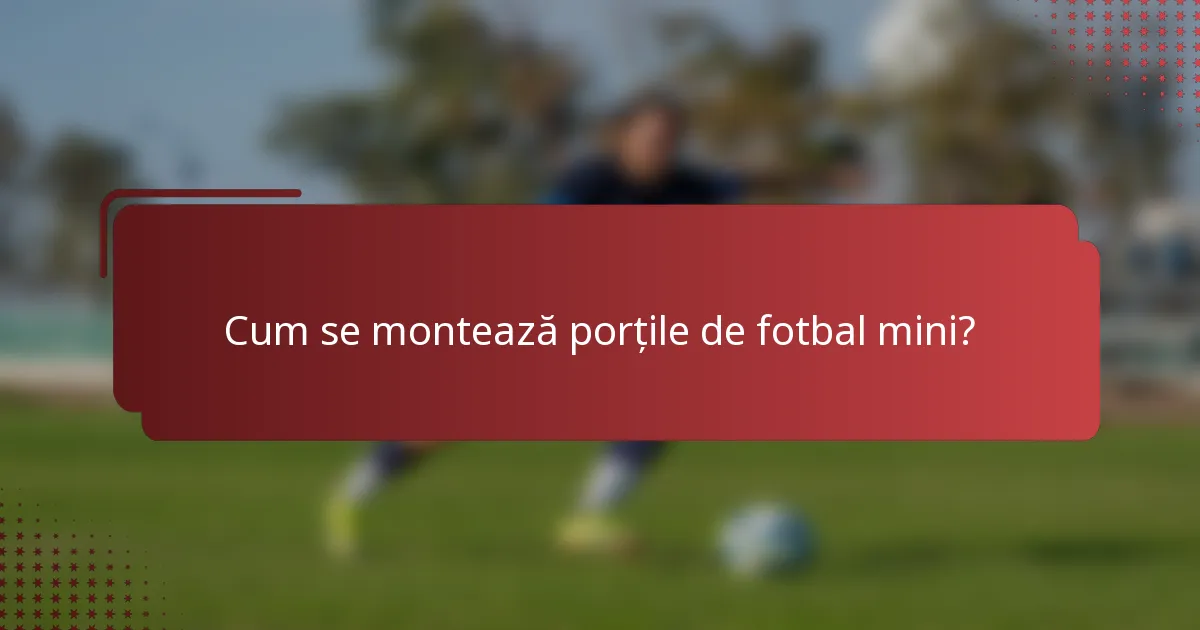 Cum se montează porțile de fotbal mini?
